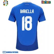 Camisa de Futebol Itália Nicolo Barella #18 Equipamento Principal Europeu 2024 Manga Curta